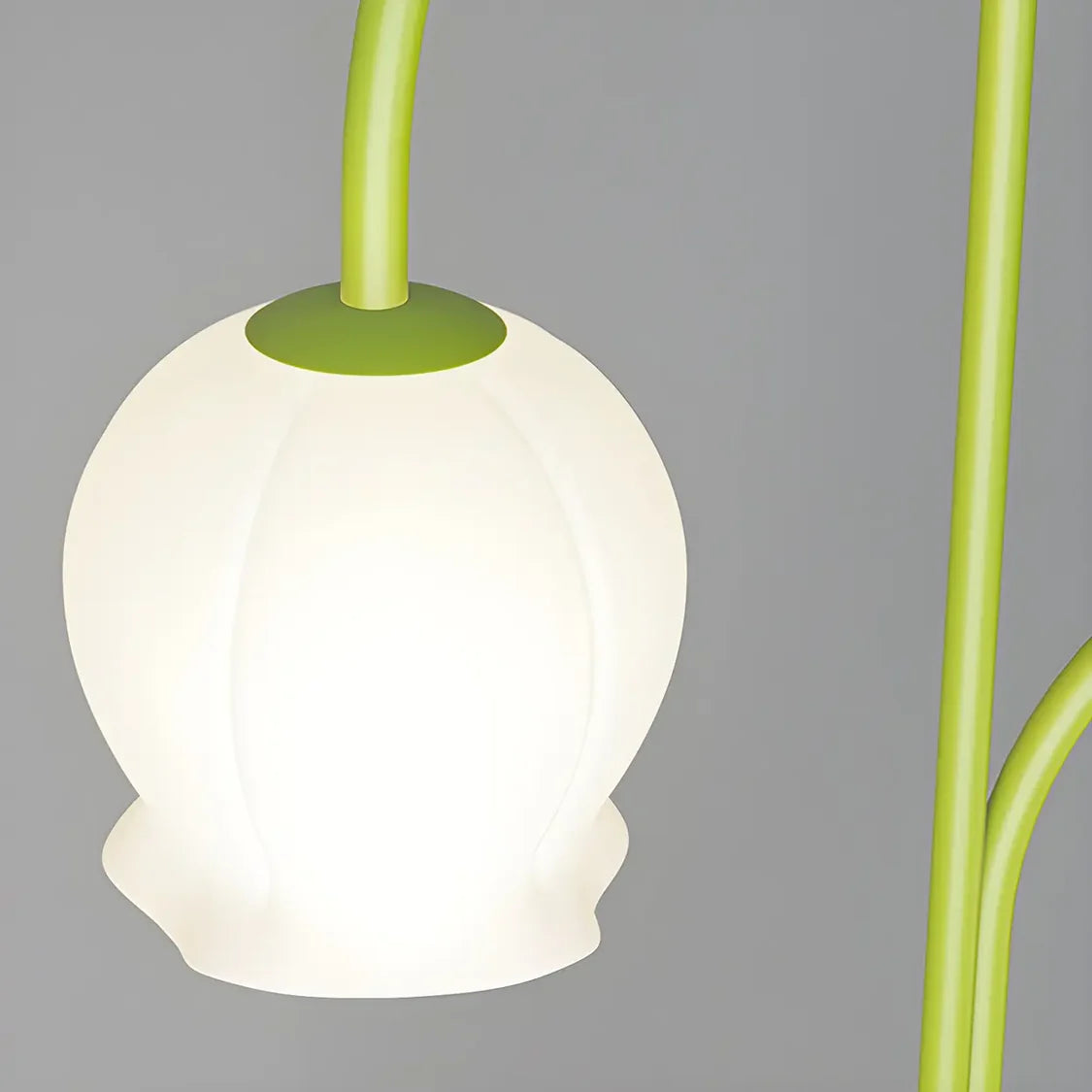 3-Light Green Floral Glass Contemporary Floor Lamp