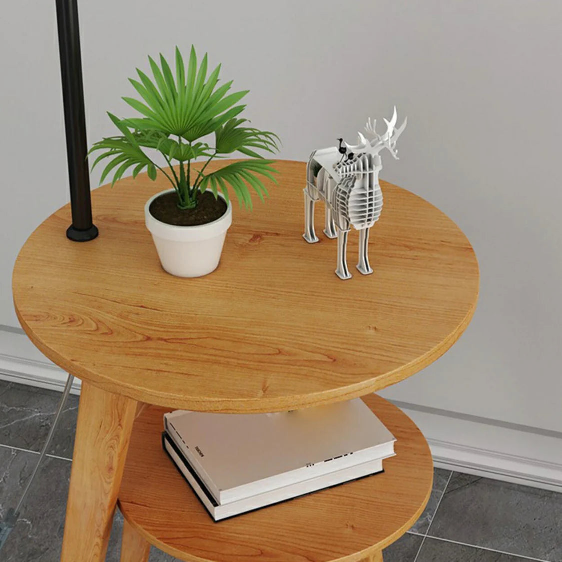 Bedside Adjustable Pleated Side Table Floor Lamp