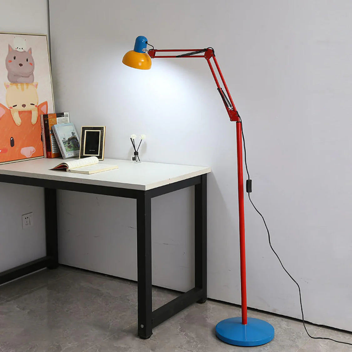 Colorful Modern Adjustable Dome Swing Arm Floor Lamp