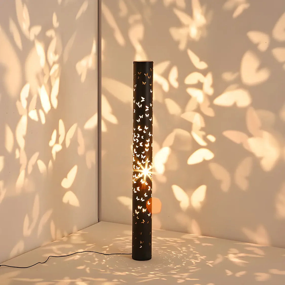 Decorative Butterfly Pattern Cylinder Metal Floor Lamp