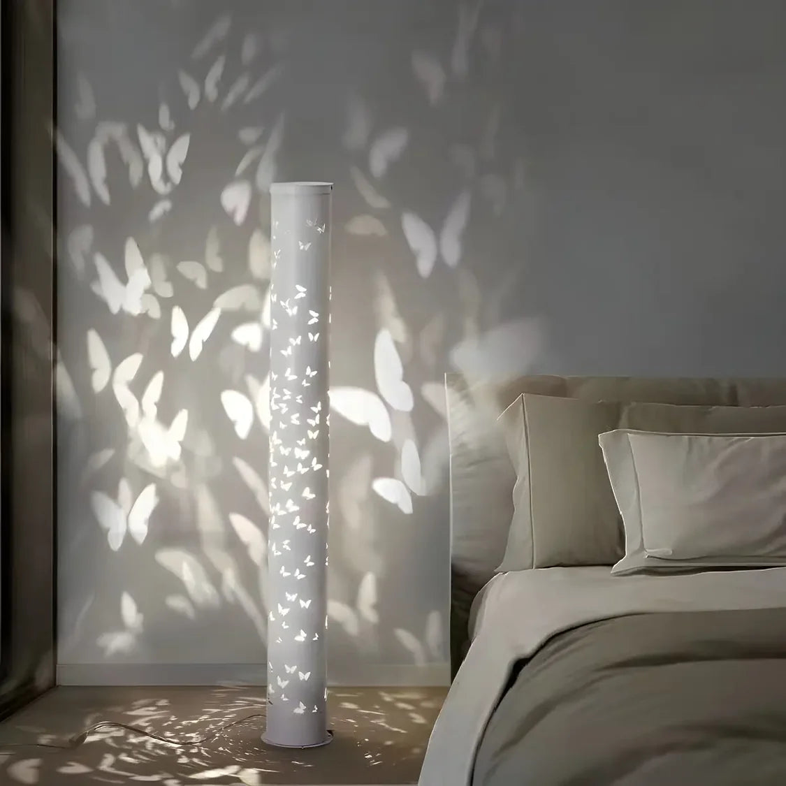 Decorative Butterfly Pattern Cylinder Metal Floor Lamp