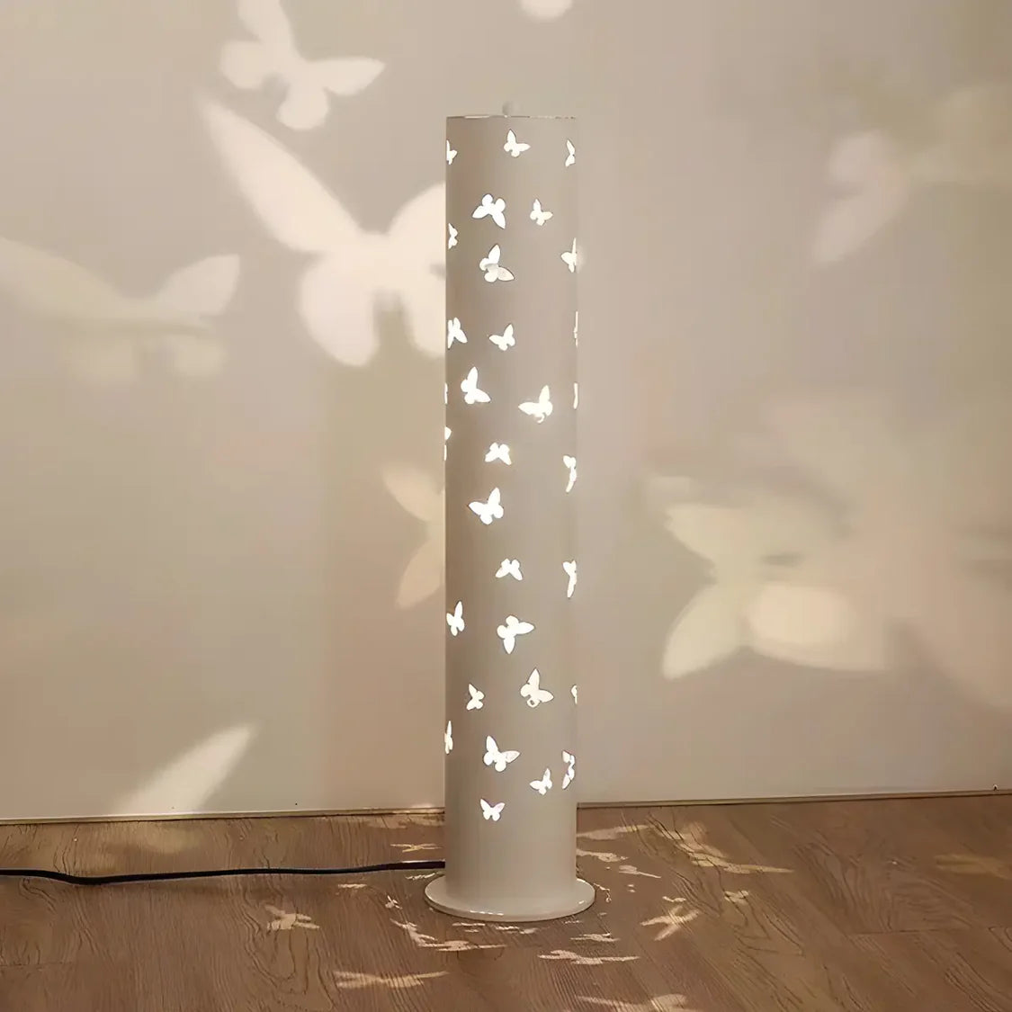 Decorative Butterfly Pattern Cylinder Metal Floor Lamp